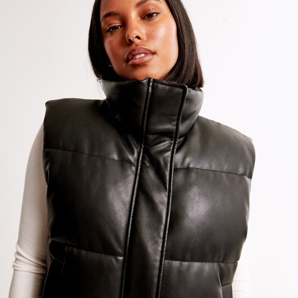 Abercrombie Vegan Leather Puffer Vest. Never been worn. Size XS